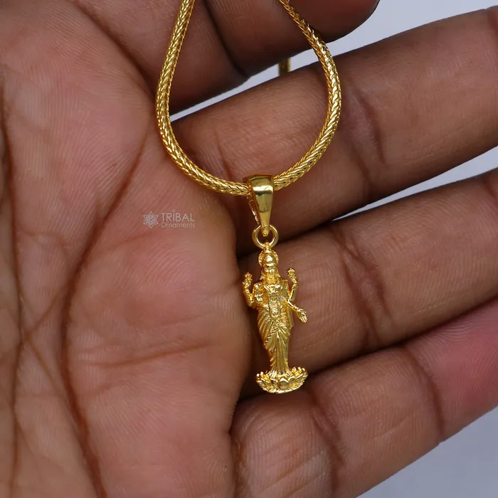 925 sterling silver gold polished Lord Maha Dhan Lakshmi maa divine pendant nsp911 TRIBAL ORNAMENTS Necklaces 925 sterling silver gold polished Lord Maha Dhan Lakshmi maa divine pendant nsp911 TRIBAL ORNAMENTS Necklaces