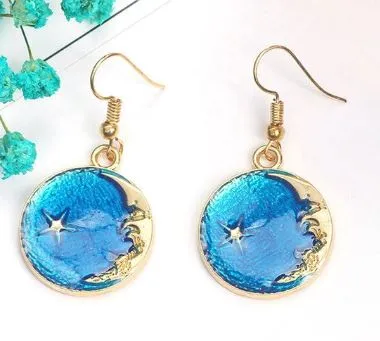 Earrings E14 Gold Blue Moon Star Earrings POLLY