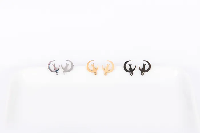 Earrings SMJEL Grace Store Cat in the Moon Studs