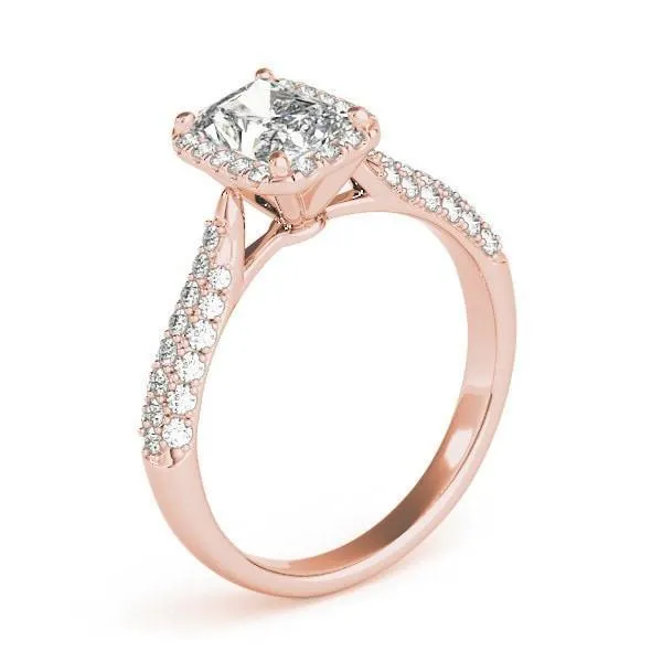 Fire Brilliance Rings Lorene Emerald Moissanite Micro Pave Shank Halo Engagement Ring
