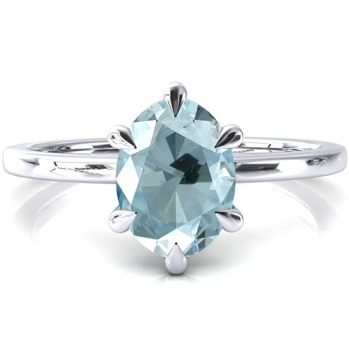 Fire Brilliance Rings Lyla Oval Aqua Blue Spinel 6 Claw Prong Single Rail Solitaire Ring Fire Brilliance Rings Lyla Oval Aqua Blue Spinel 6 Claw Prong Single Rail Solitaire Ring