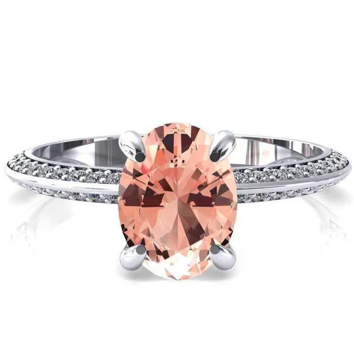 Fire Brilliance Rings Nancy Oval Champagne Sapphire 4 Prong 12 Eternity Diamond Knife Shank Accent Engagement Ring Fire Brilliance Rings Nancy Oval Champagne Sapphire 4 Prong 12 Eternity Diamond Knife Shank Accent Engagement Ring