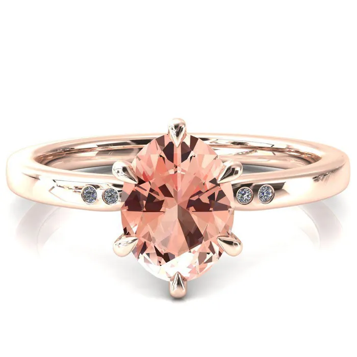 Rings Maise Oval Champagne Sapphire 6 Prong Diamond Accent Engagement Ring Fire Brilliance 