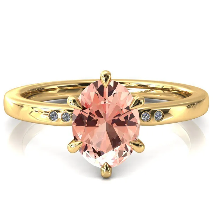 Rings Maise Oval Champagne Sapphire 6 Prong Diamond Accent Engagement Ring Fire Brilliance 